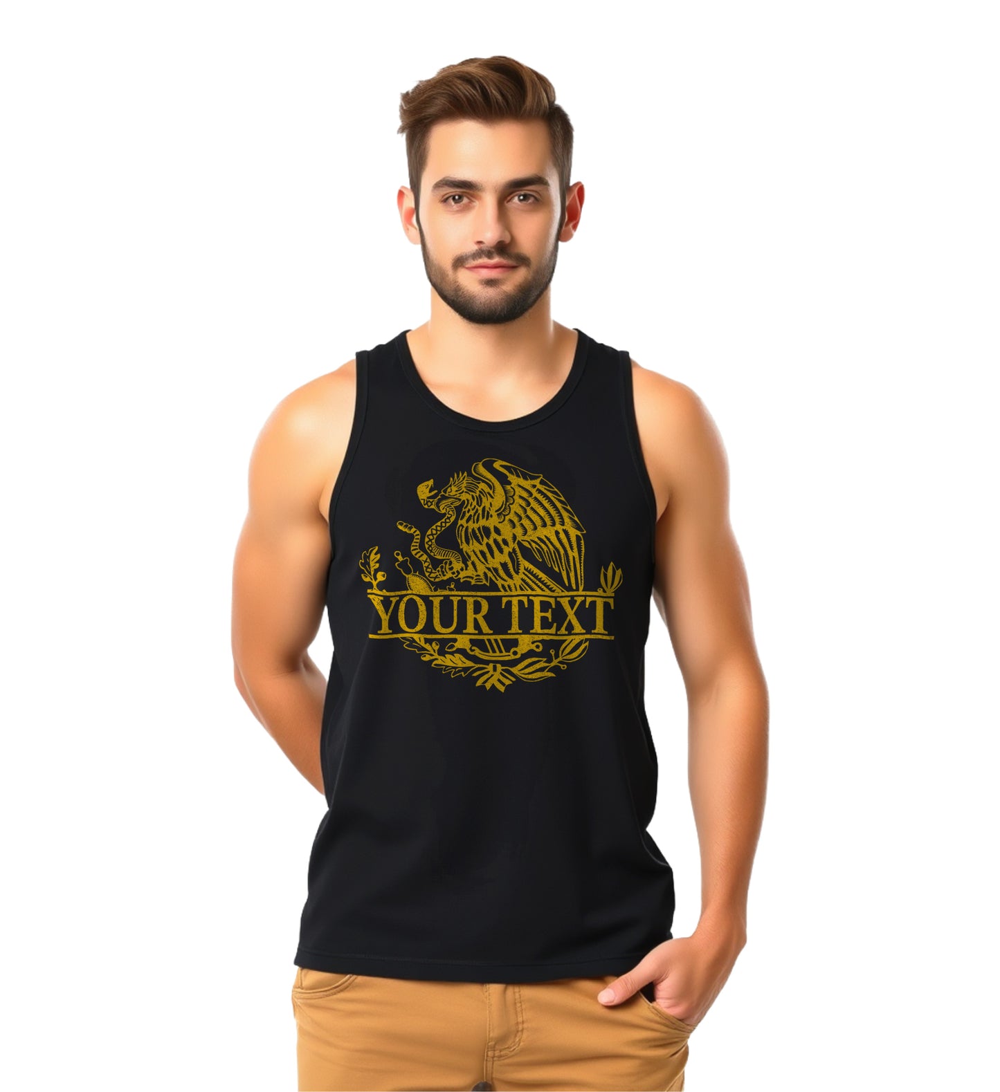 Custom Personalized Mexican Flag Eagle Men Tank Shirt