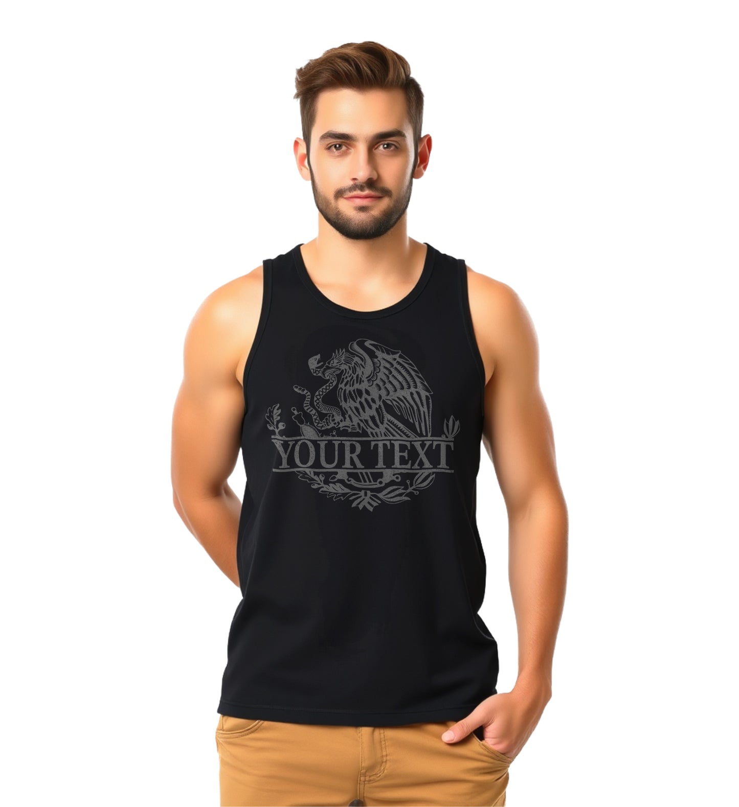 Custom Personalized Mexican Flag Eagle Men Tank Shirt
