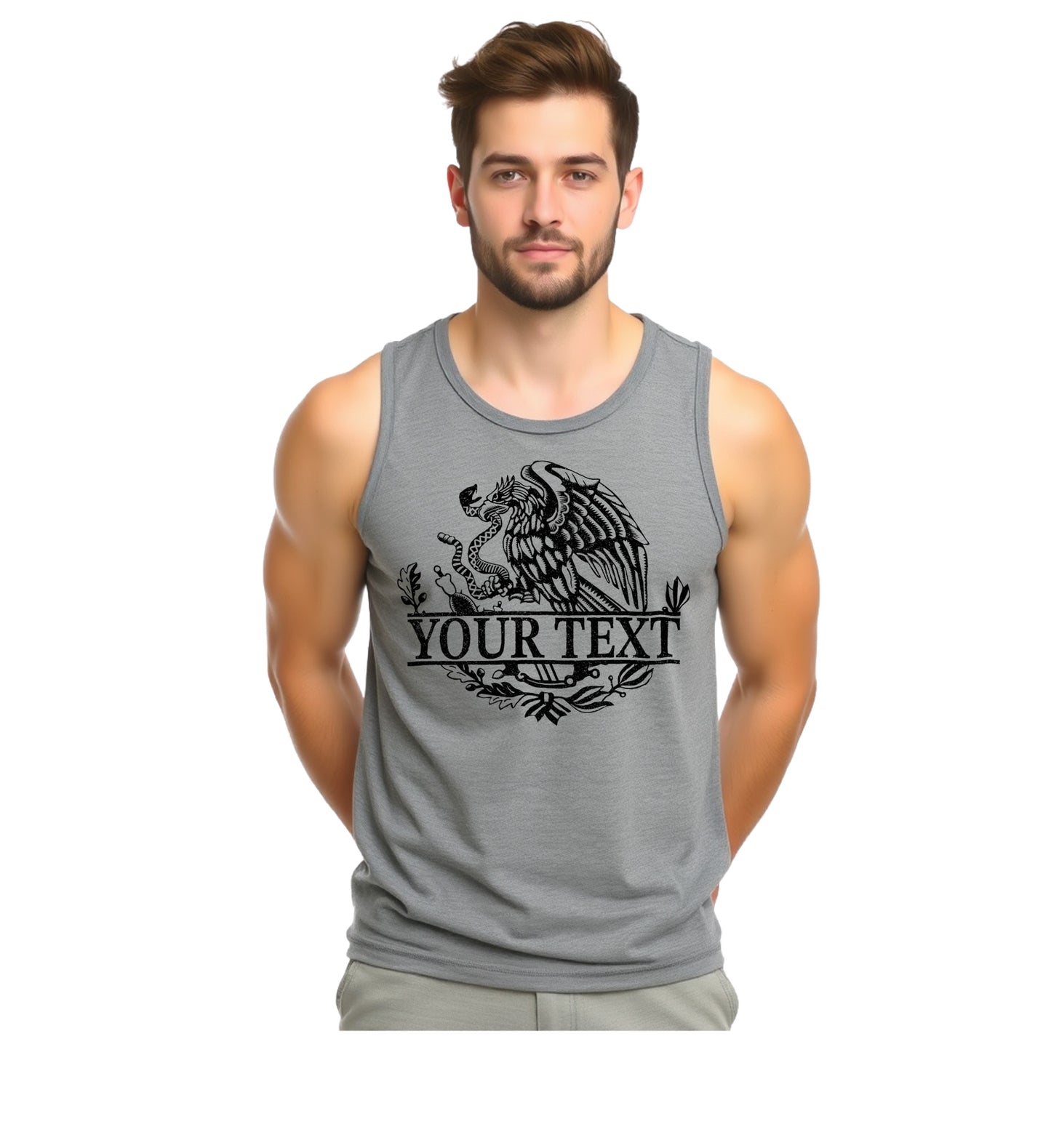 Custom Personalized Mexican Flag Eagle Men Tank Shirt