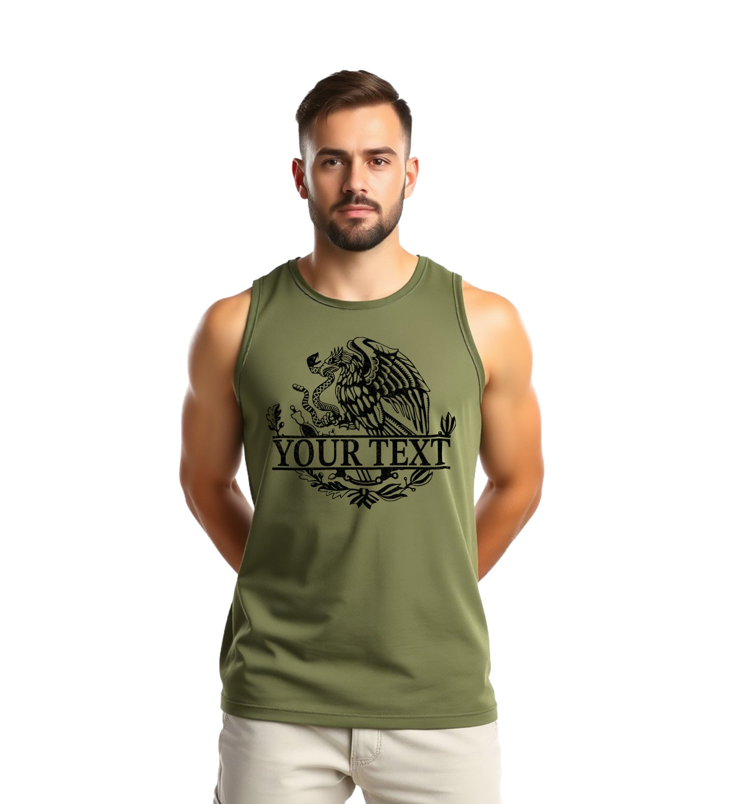 Custom Personalized Mexican Flag Eagle Men Tank Shirt