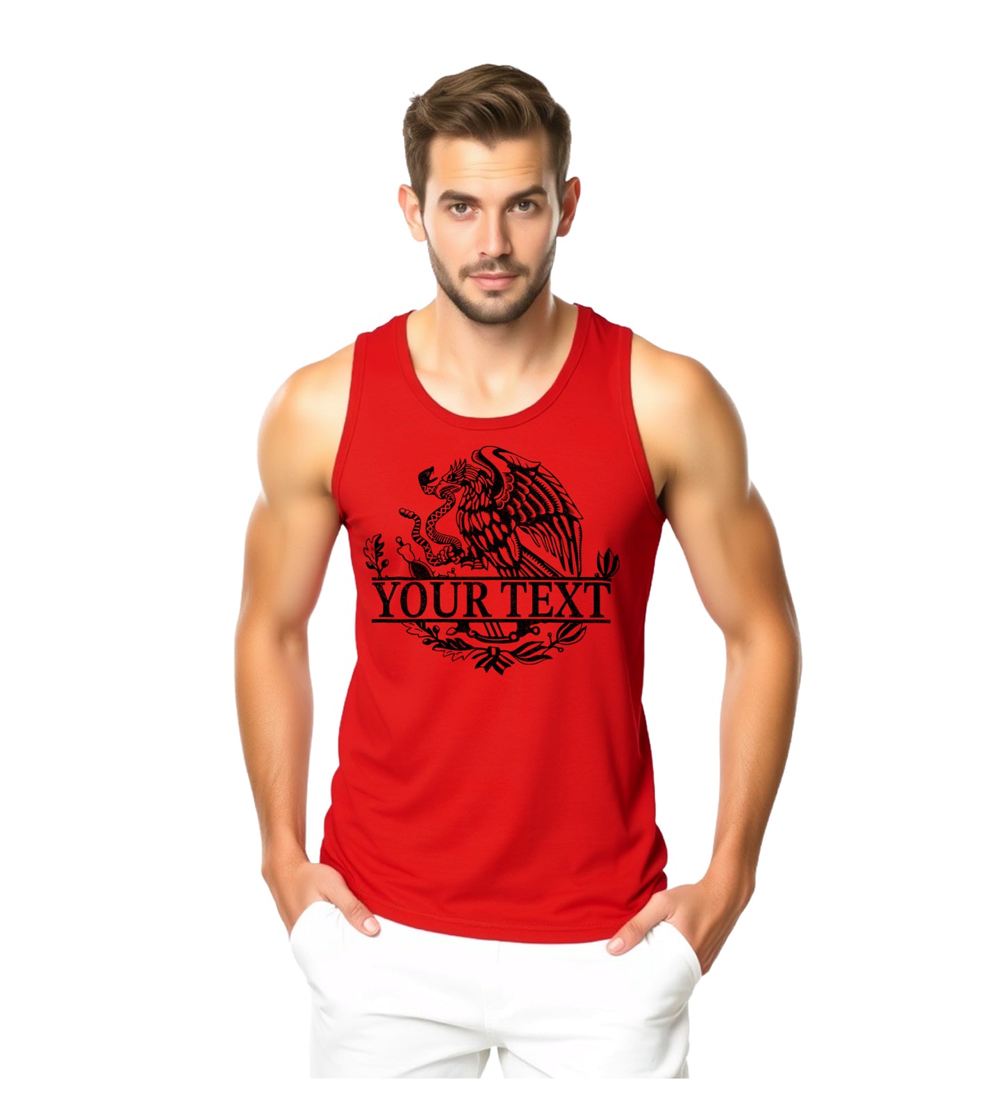 Custom Personalized Mexican Flag Eagle Men Tank Shirt
