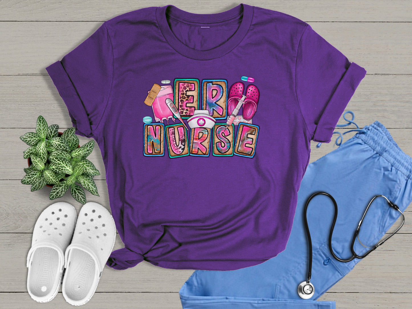 ER Nurse Essential Cute Colorful Graphic Unisex T-Shirt | Trendy Apparel for Medical Professionals