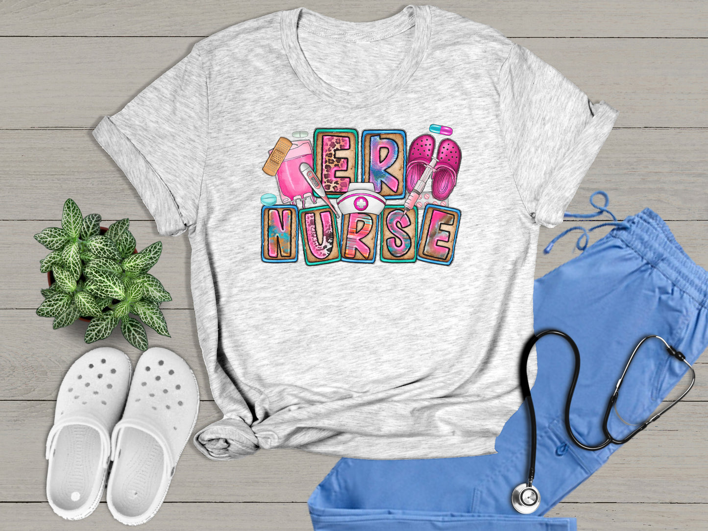 ER Nurse Essential Cute Colorful Graphic Unisex T-Shirt | Trendy Apparel for Medical Professionals