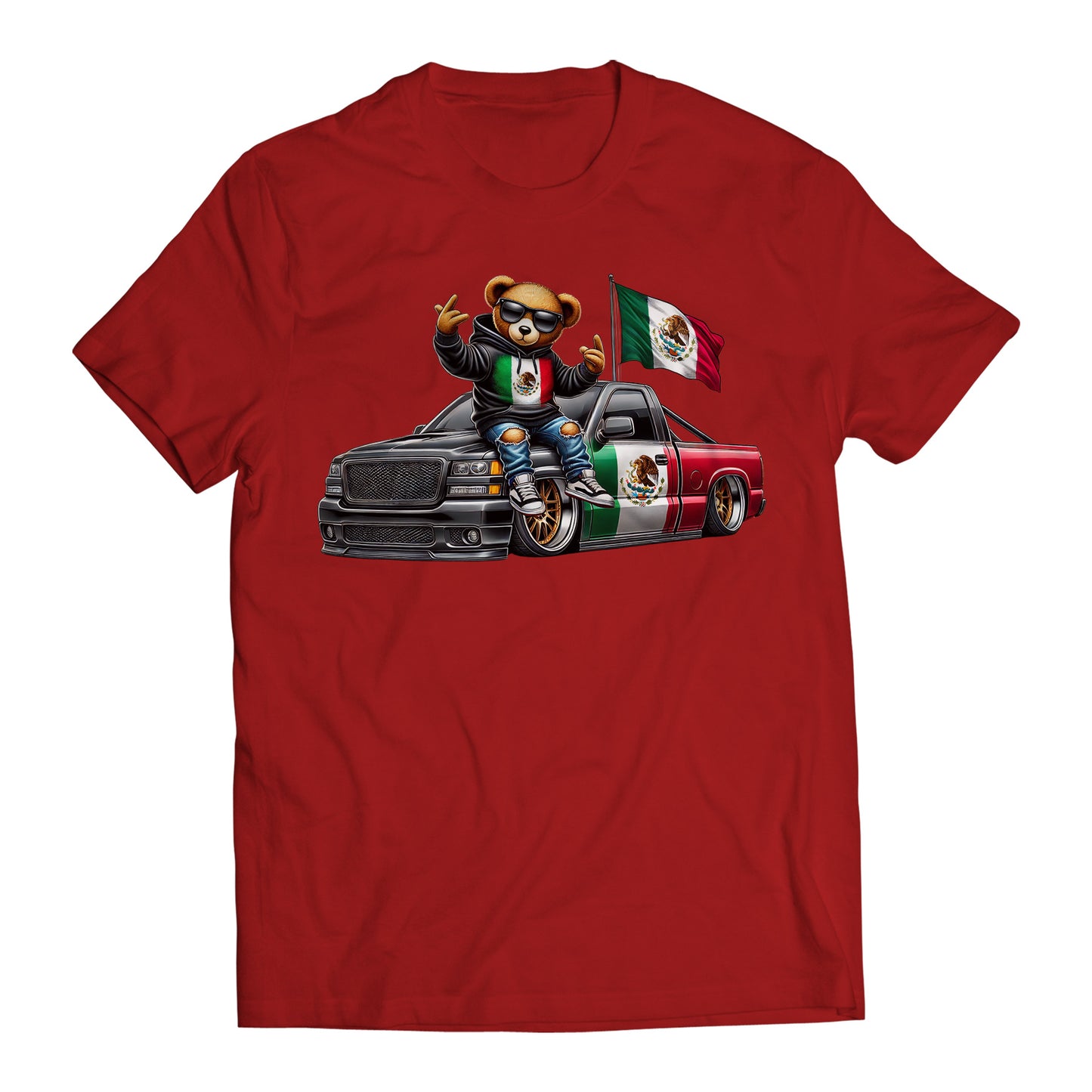 Hip Hop Bear Mexican Flag Truck Inspired Cartoon Men's Graphic Trending T-Shirt