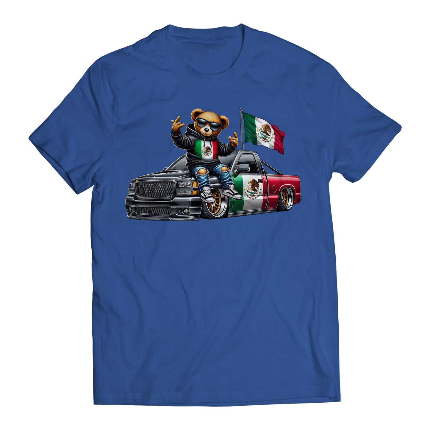 Hip Hop Bear Mexican Flag Truck Inspired Cartoon Men's Graphic Trending T-Shirt