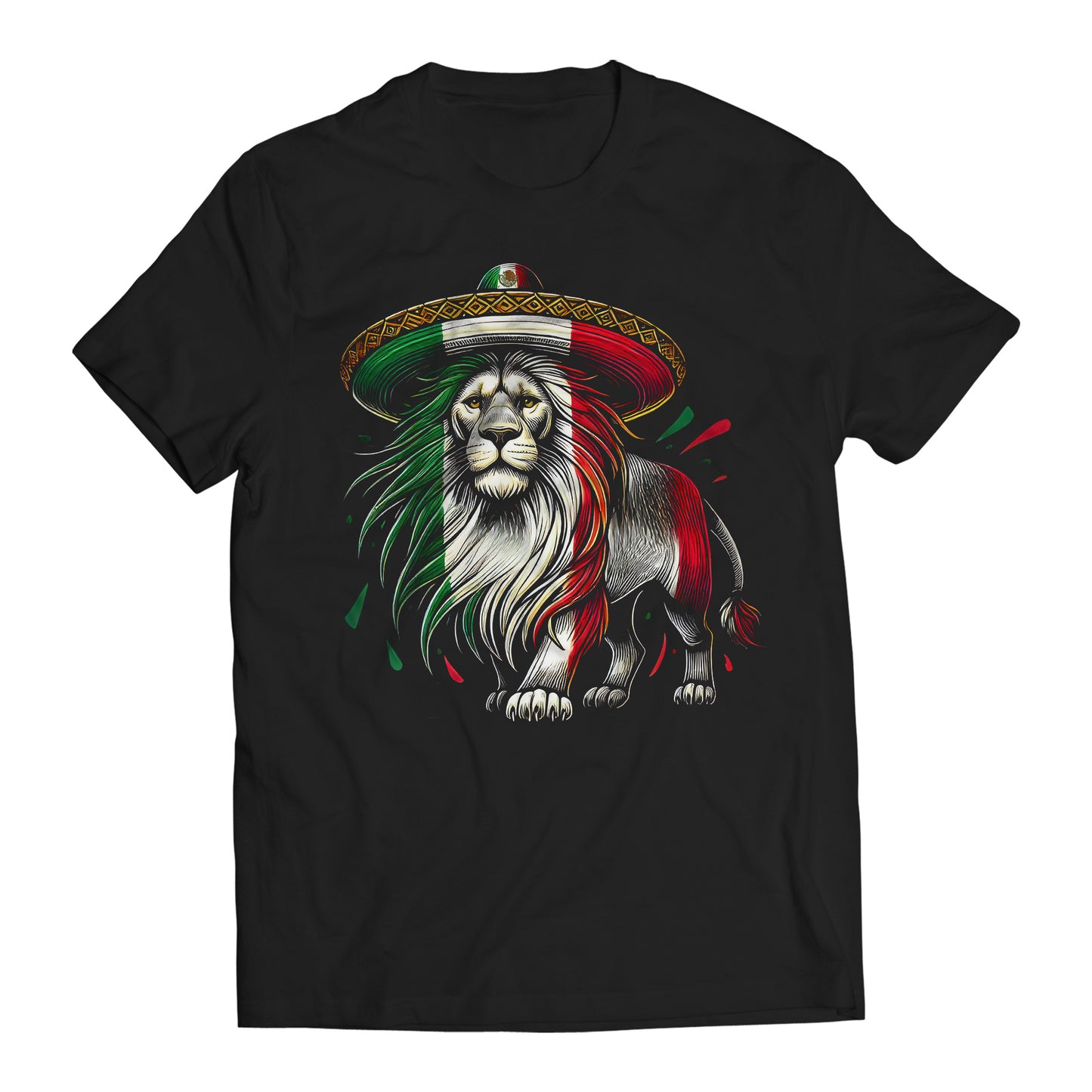 Mexican Flag Lion Proud Mexican Patriotic Men's Graphic T-Shirt