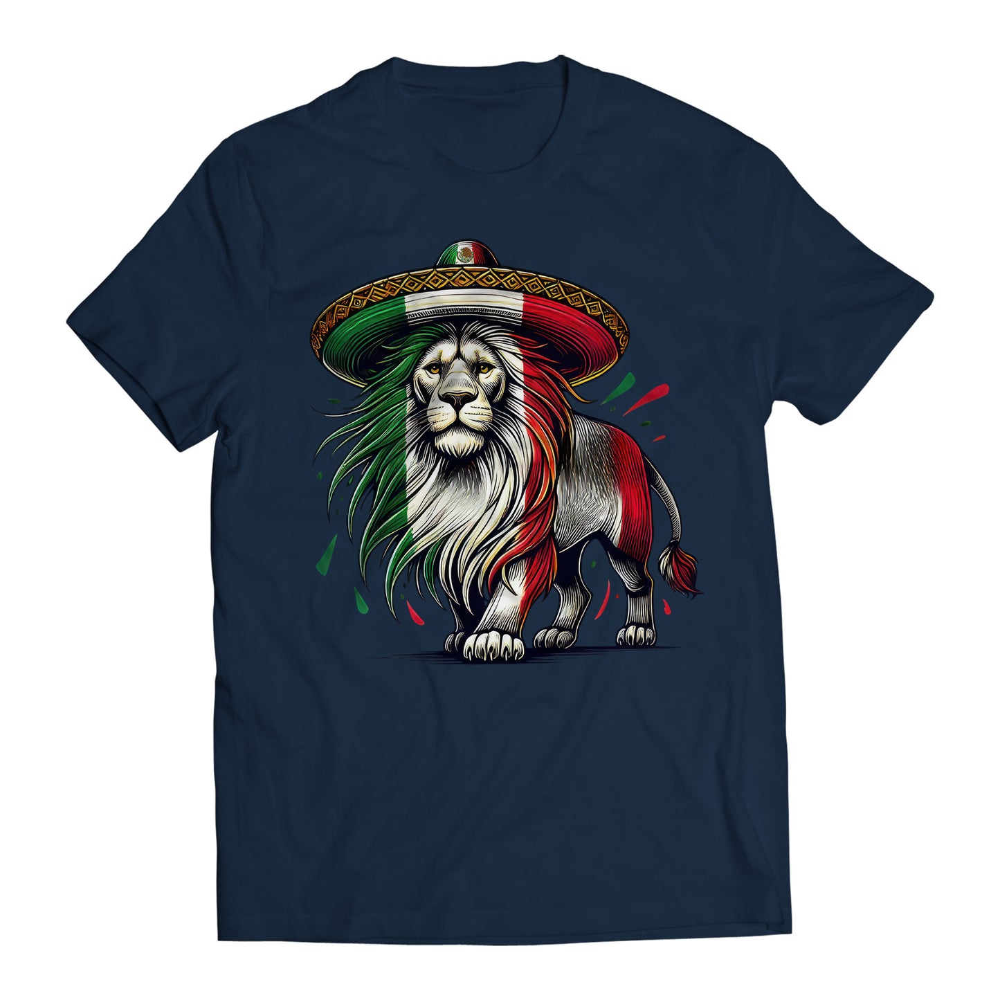 Mexican Flag Lion Proud Mexican Patriotic Men's Graphic T-Shirt