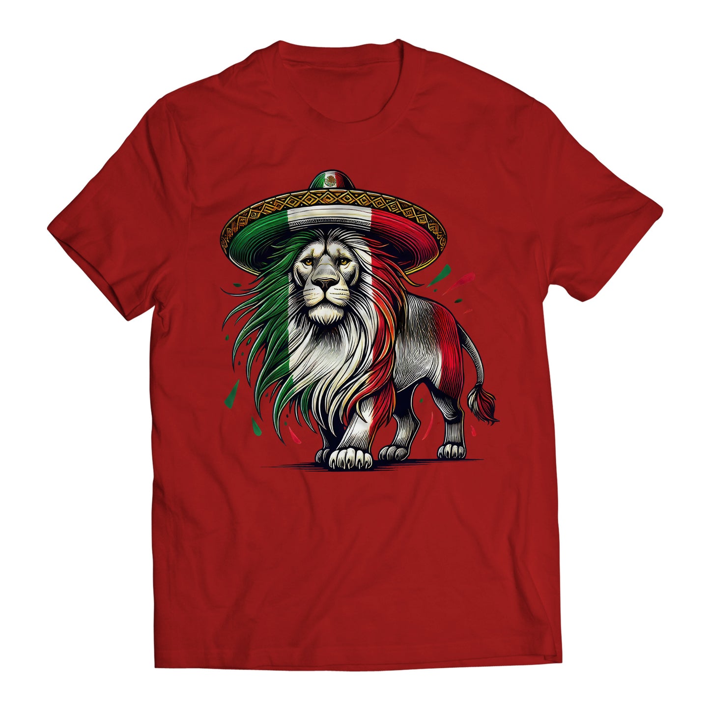 Mexican Flag Lion Proud Mexican Patriotic Men's Graphic T-Shirt