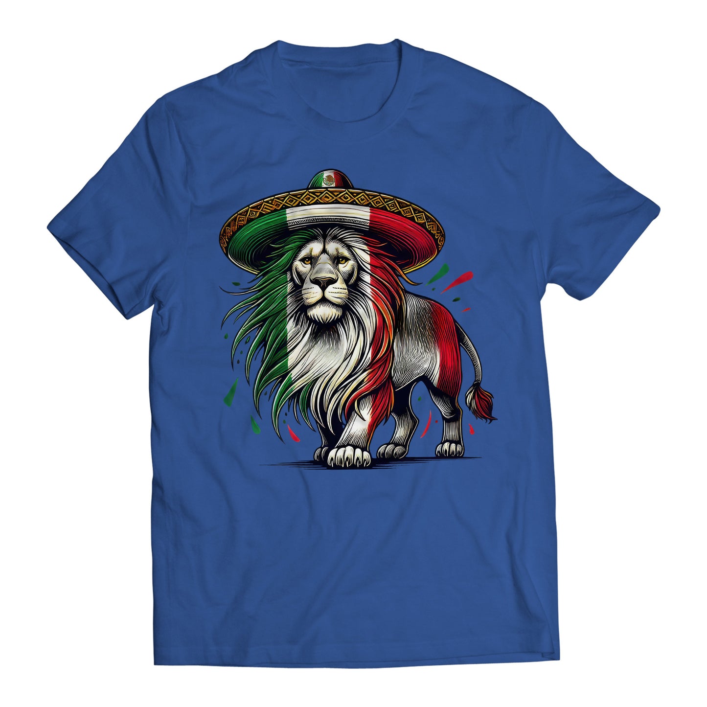 Mexican Flag Lion Proud Mexican Patriotic Men's Graphic T-Shirt