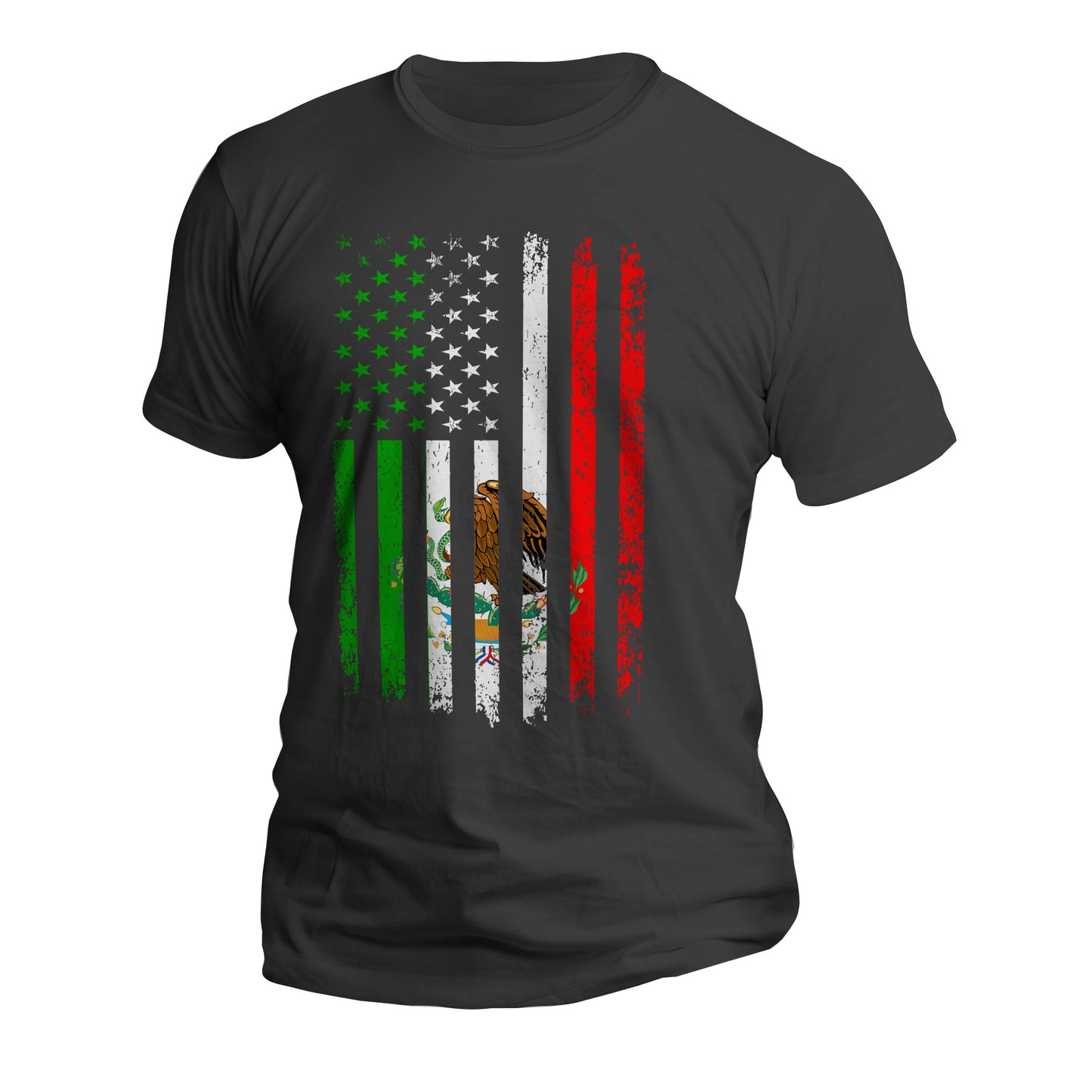 Mexican American Flag Mexican Roots Short Sleeve T-Shirt Front Print