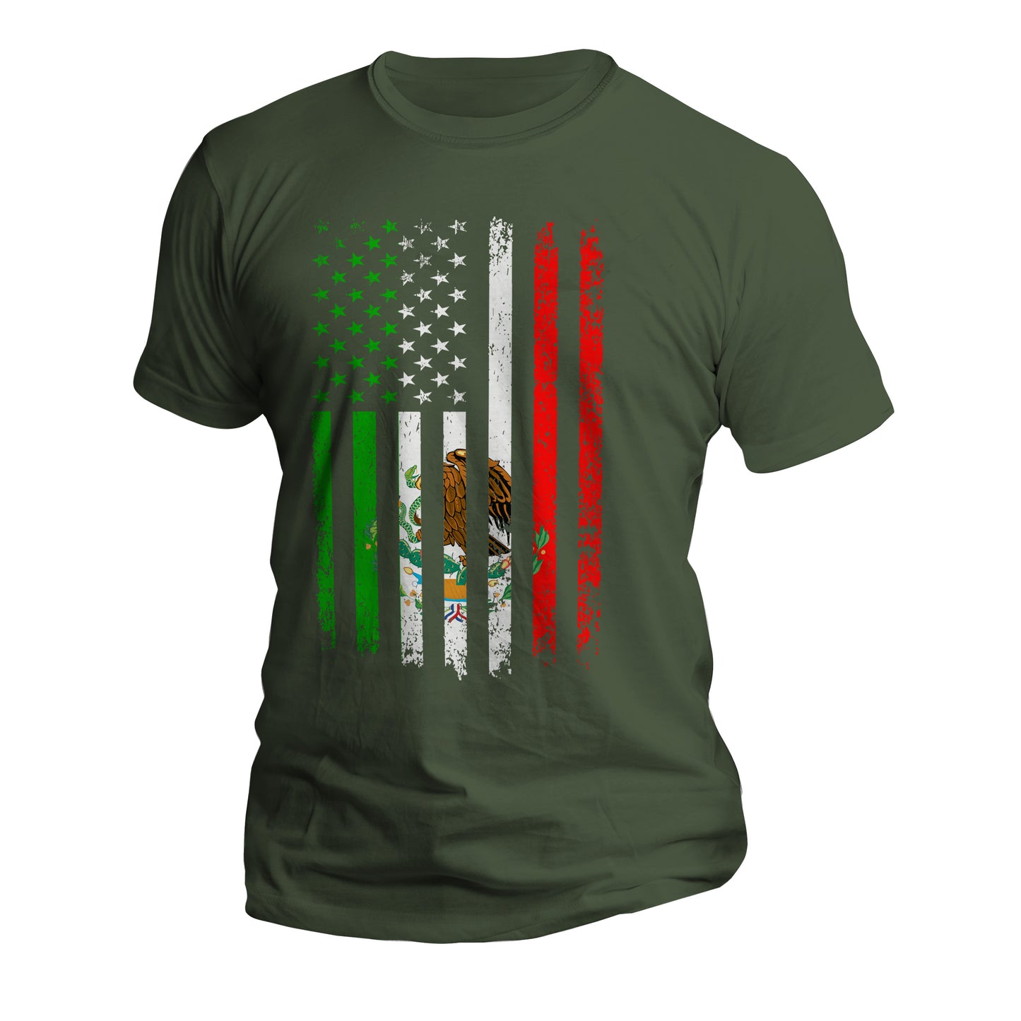 Mexican American Flag Mexican Roots Short Sleeve T-Shirt Front Print
