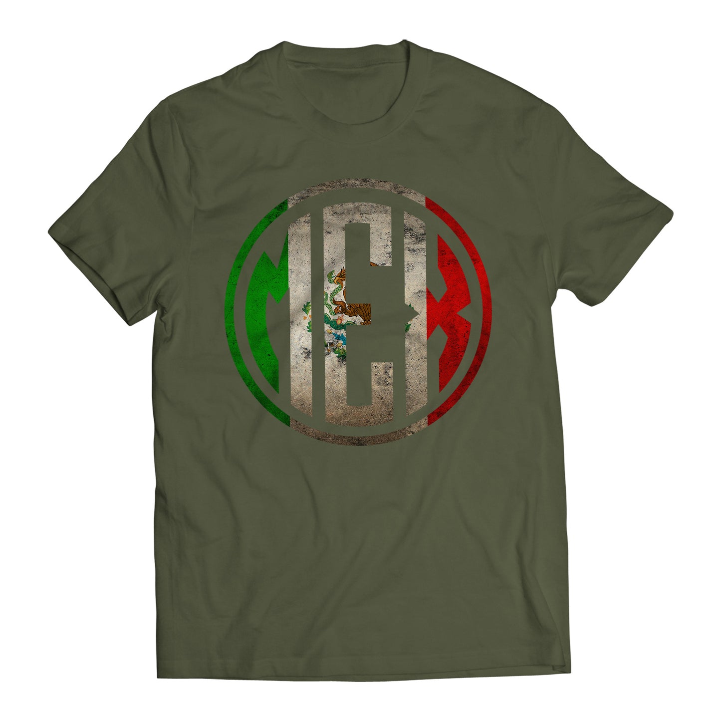 Mexican Flag Distressed Logo Mexico Independence Day Men's Graphic T-Shirt