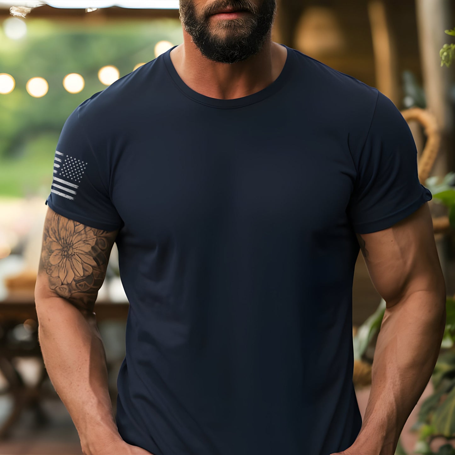 Men's US Flag Patriotic Flag on Sleeve T-Shirt 6 Pack