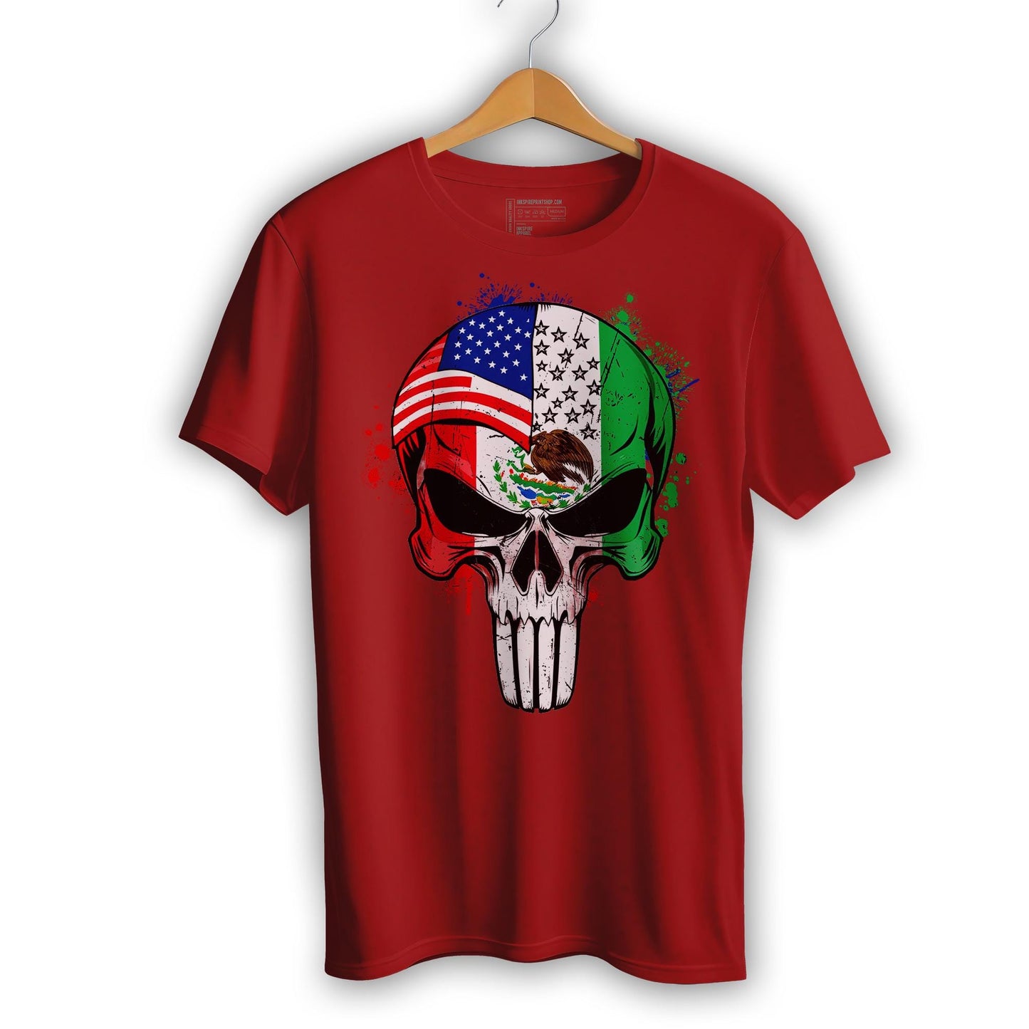 Mexican American Flag Skull T-Shirt