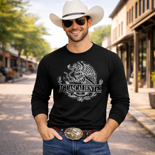 Aguascalientes Mexico Eagle Emblem Mexican Flag Long Sleeve T-Shirt