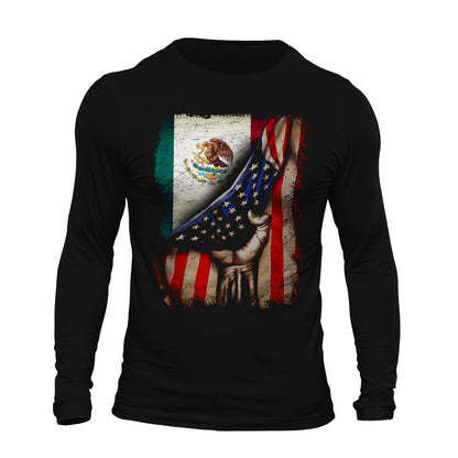 American Mexican Roots Flag Mexican Latino Chicano Pride Long Sleeve T-Shirt