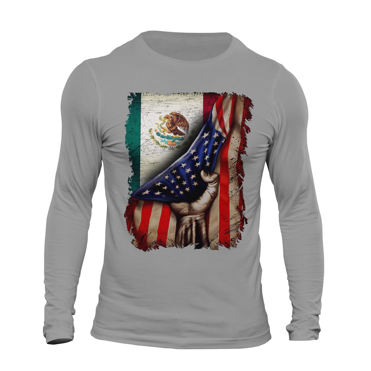 American Mexican Roots Flag Mexican Latino Chicano Pride Long Sleeve T-Shirt