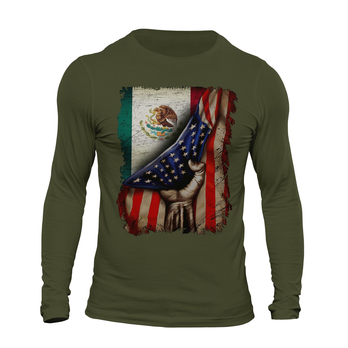 American Mexican Roots Flag Mexican Latino Chicano Pride Long Sleeve T-Shirt