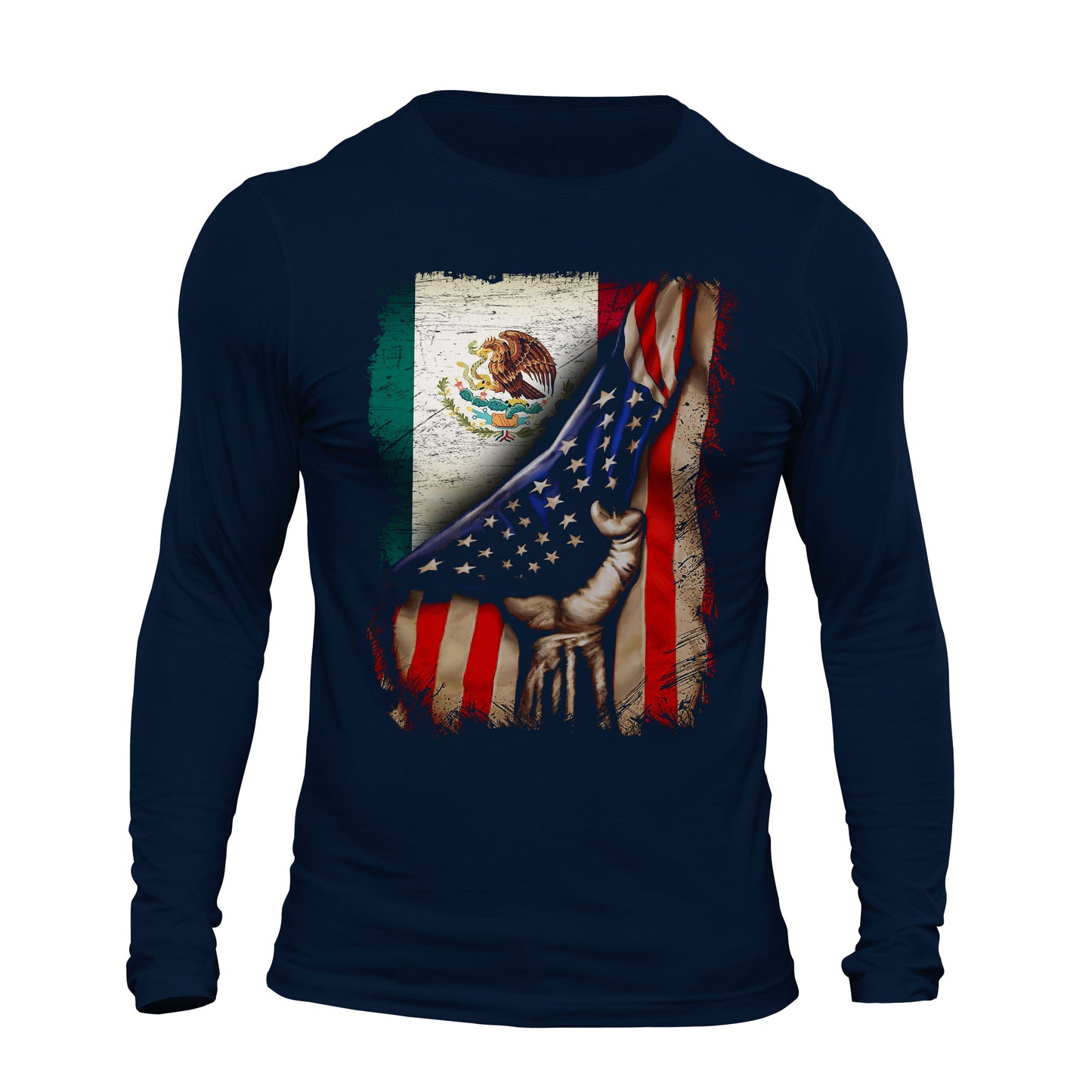 American Mexican Roots Flag Mexican Latino Chicano Pride Long Sleeve T-Shirt