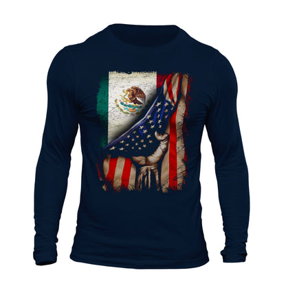American Mexican Roots Flag Mexican Latino Chicano Pride Long Sleeve T-Shirt