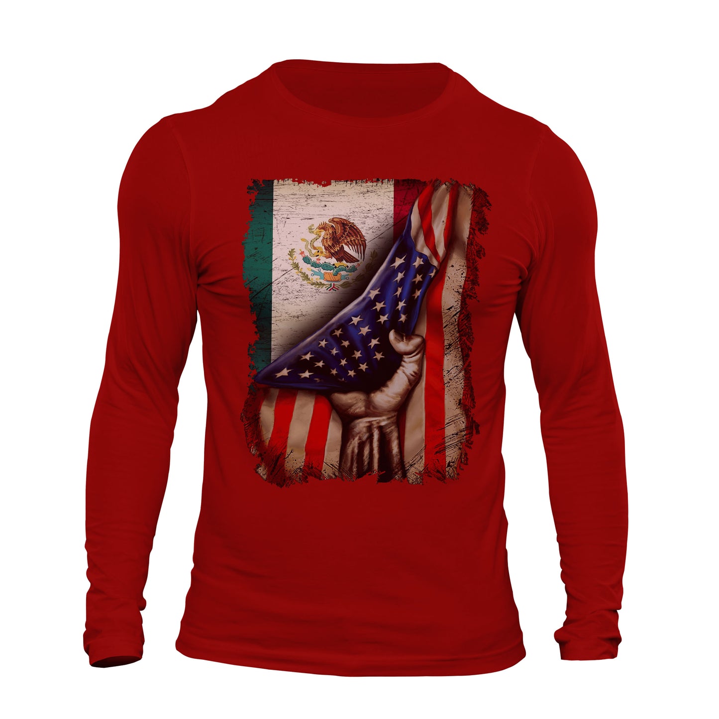 American Mexican Roots Flag Mexican Latino Chicano Pride Long Sleeve T-Shirt