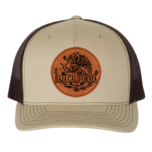 Baja California Mexico Eagle Leather Patch Style Hat Trucker Hat Baseball Cap Mexican Hat