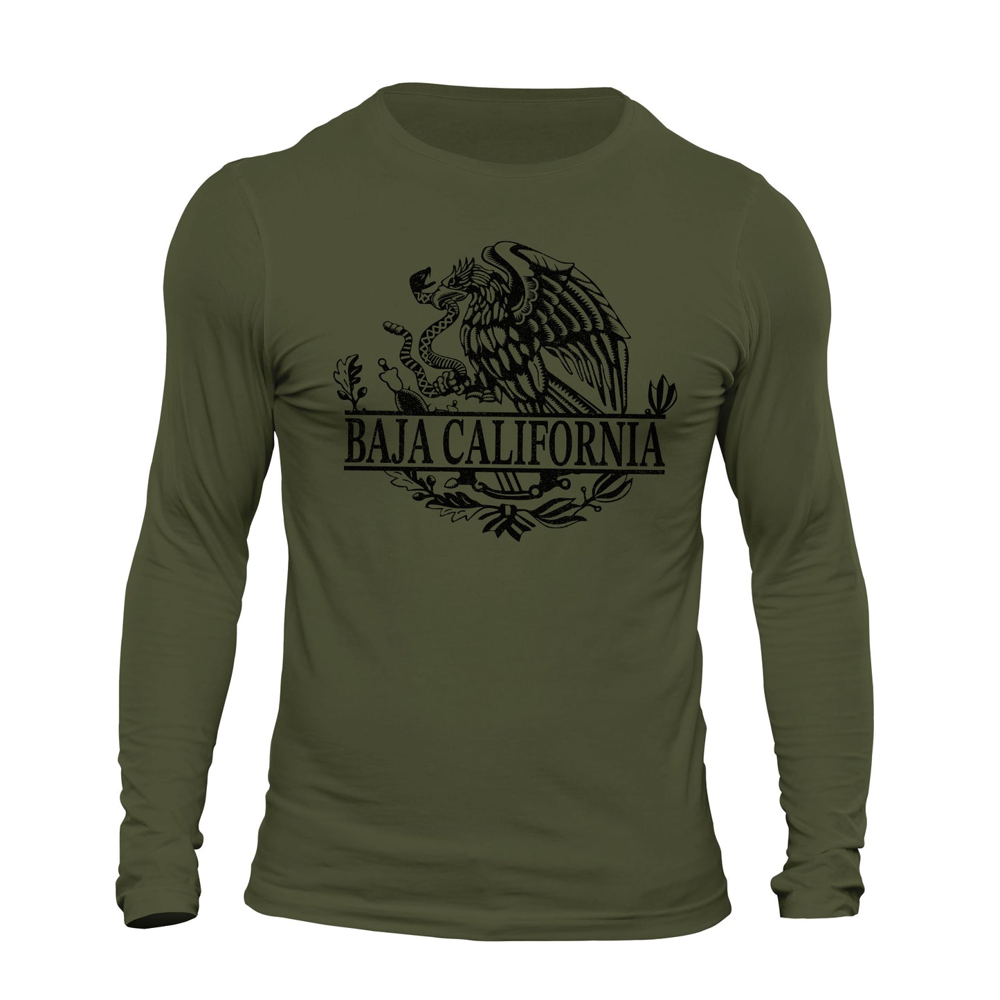 Baja California Mexican Flag Eagle Long Sleeve T-Shirt