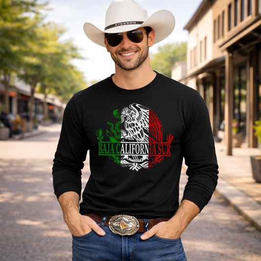Baja California Sur Mexican Flag Eagle Long Sleeve T-Shirt