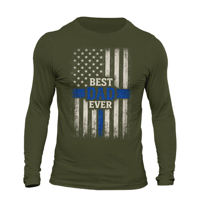 Thin Blue Line Best Dad Ever Long Sleeve T-Shirt
