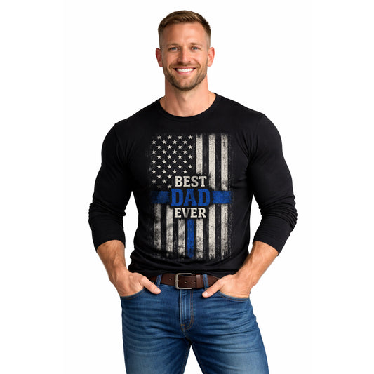 Thin Blue Line Best Dad Ever Long Sleeve T-Shirt