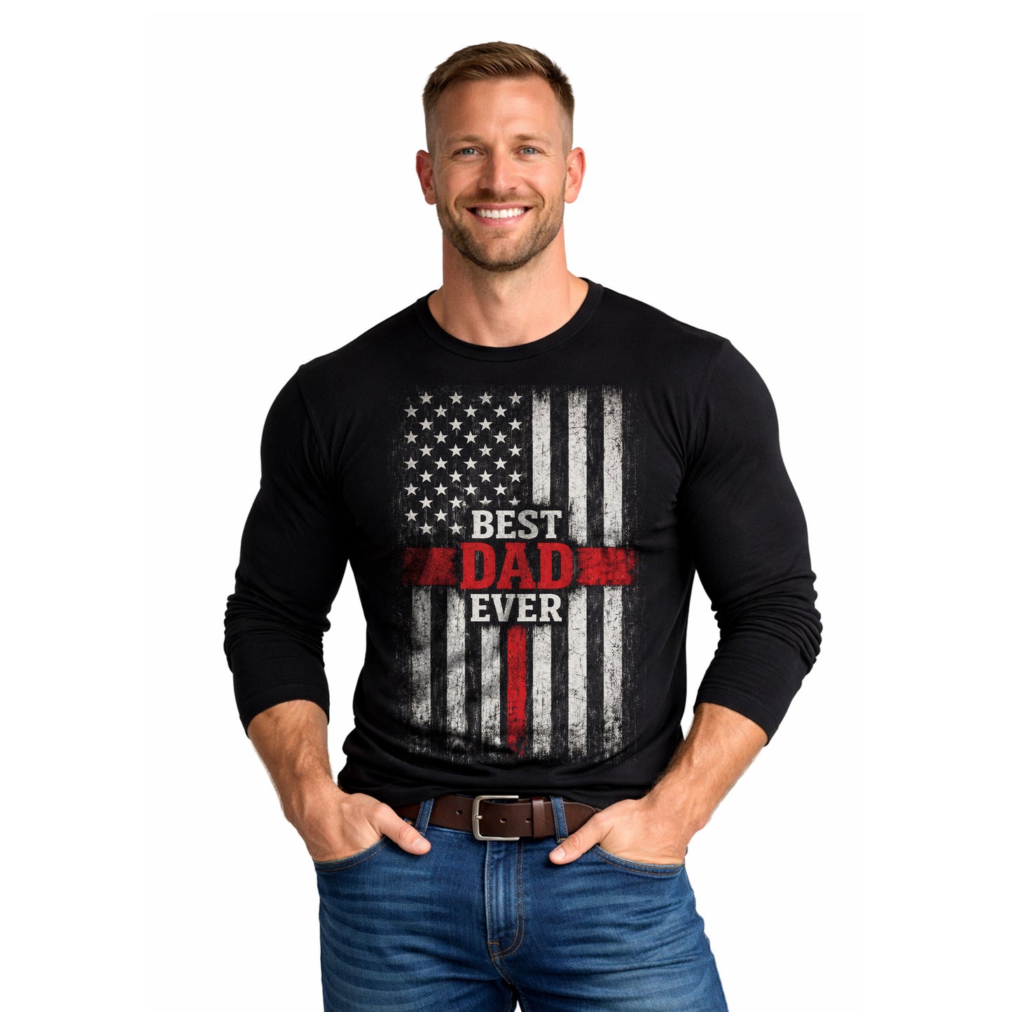 Thin Red Line Best Dad Ever Long Sleeve T-Shirt