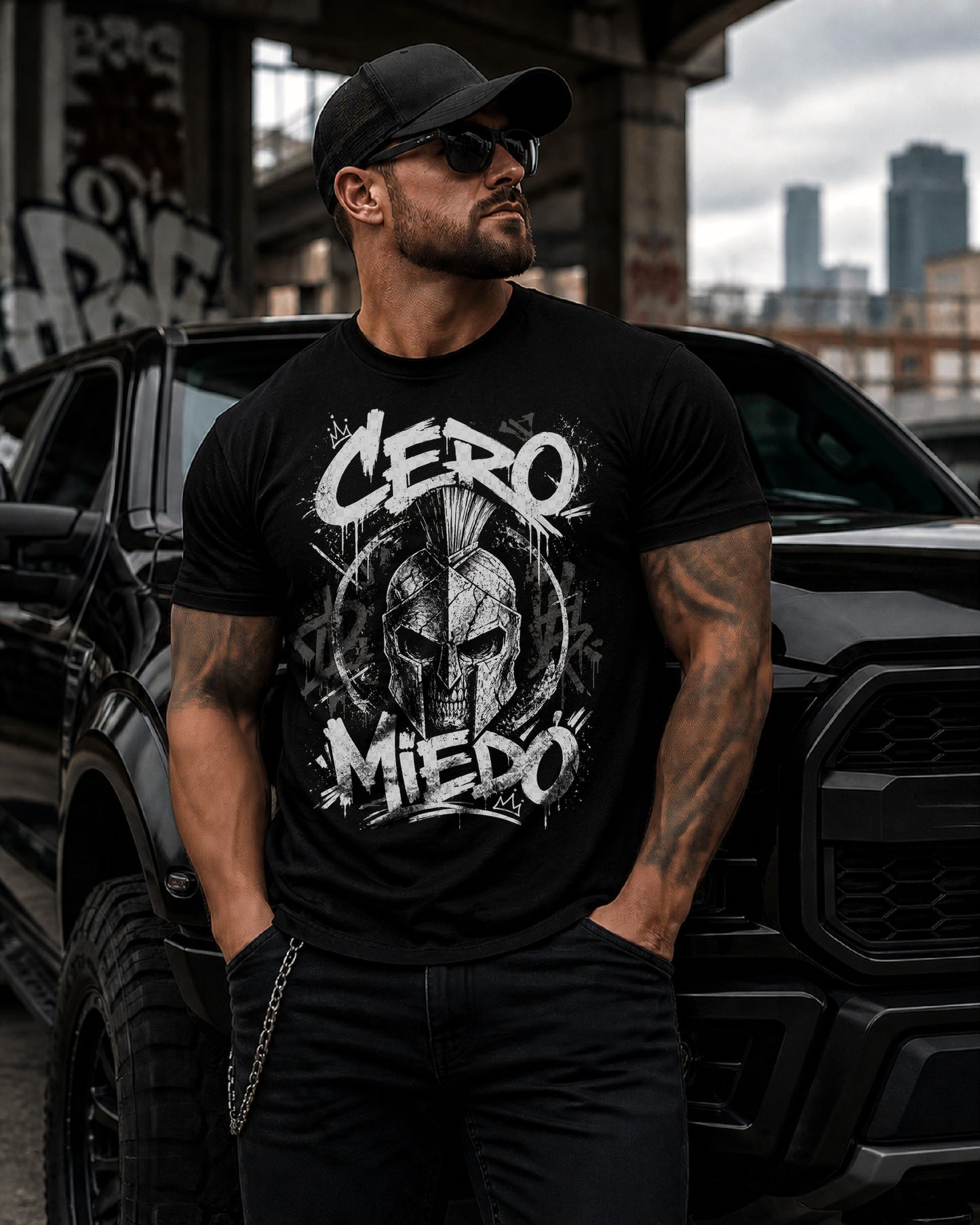 Cero Miedo Spartan T-Shirt – Fearless Warrior Graphic Tee, Skull Helmet Shirt, Mens Streetwear, Gym Motivation Shirt, Latin Pride Apparel