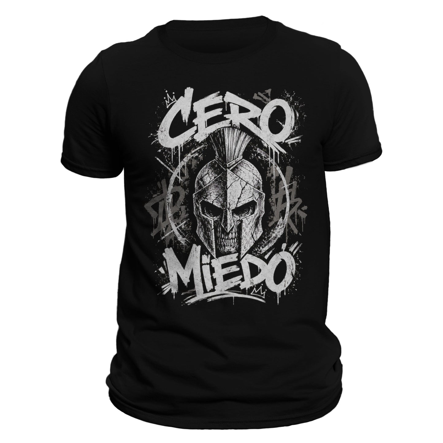 Cero Miedo Spartan T-Shirt – Fearless Warrior Graphic Tee, Skull Helmet Shirt, Mens Streetwear, Gym Motivation Shirt, Latin Pride Apparel