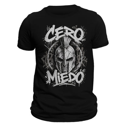 Cero Miedo Spartan T-Shirt – Fearless Warrior Graphic Tee, Skull Helmet Shirt, Mens Streetwear, Gym Motivation Shirt, Latin Pride Apparel