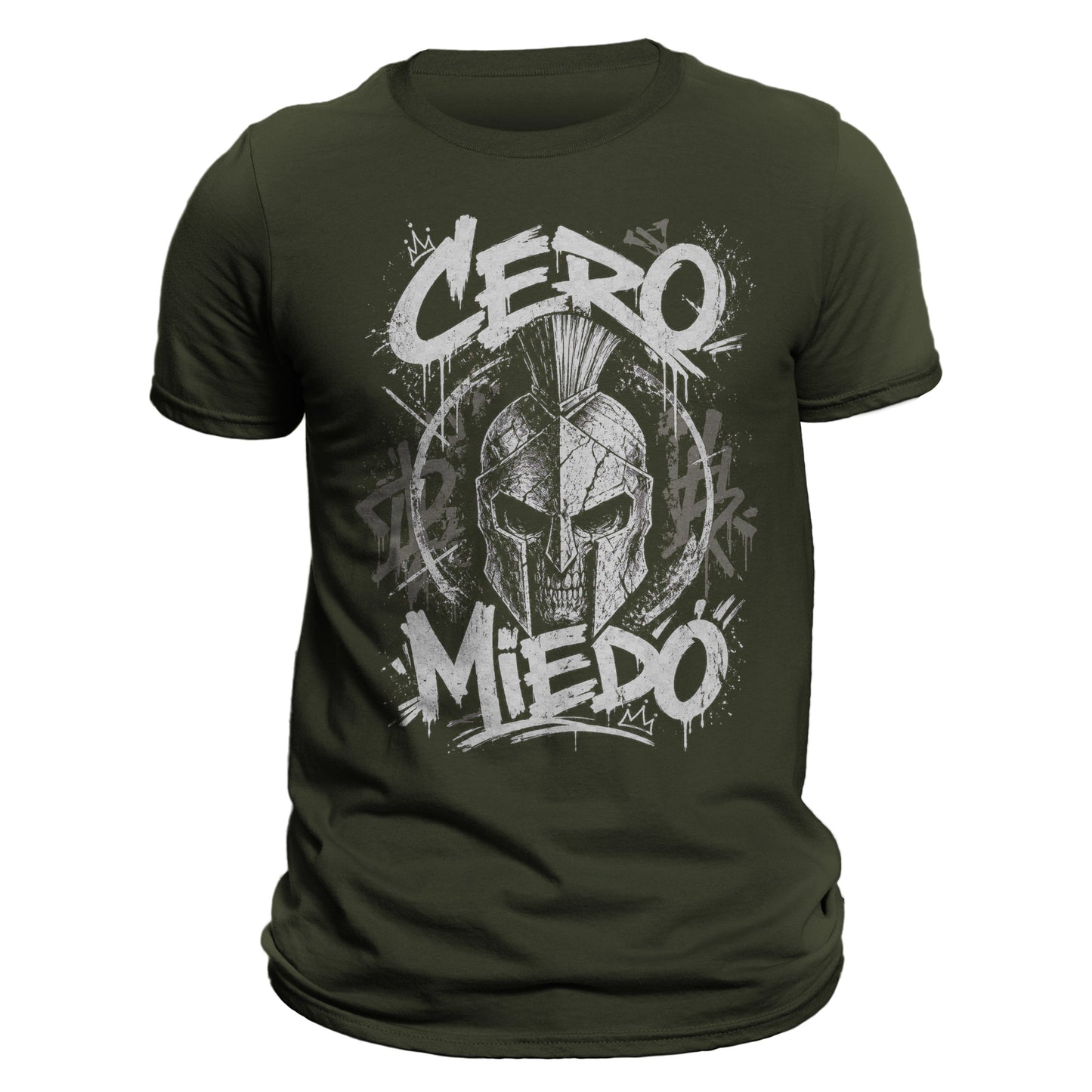 Cero Miedo Spartan T-Shirt – Fearless Warrior Graphic Tee, Skull Helmet Shirt, Mens Streetwear, Gym Motivation Shirt, Latin Pride Apparel
