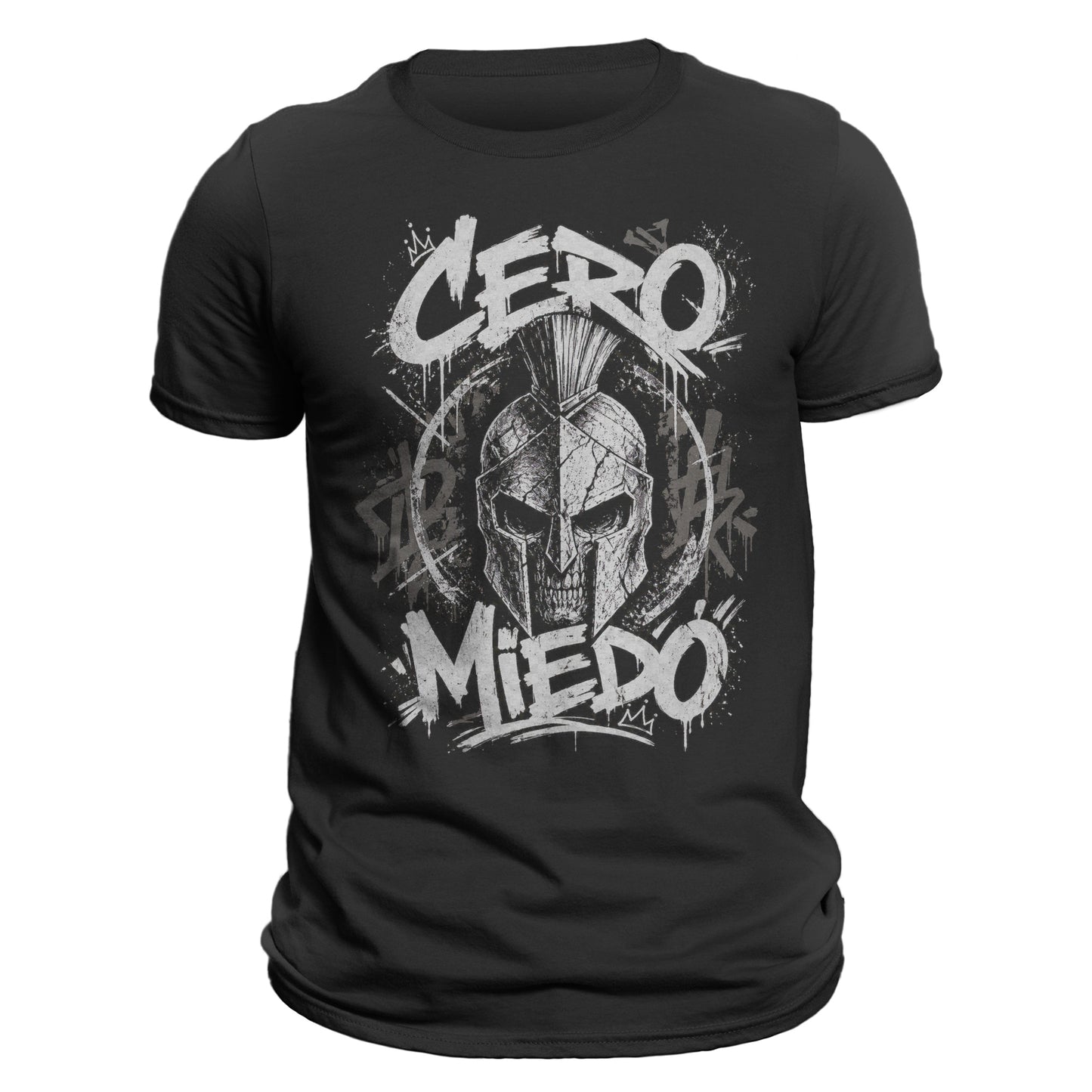 Cero Miedo Spartan T-Shirt – Fearless Warrior Graphic Tee, Skull Helmet Shirt, Mens Streetwear, Gym Motivation Shirt, Latin Pride Apparel