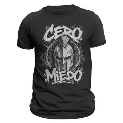 Cero Miedo Spartan T-Shirt – Fearless Warrior Graphic Tee, Skull Helmet Shirt, Mens Streetwear, Gym Motivation Shirt, Latin Pride Apparel