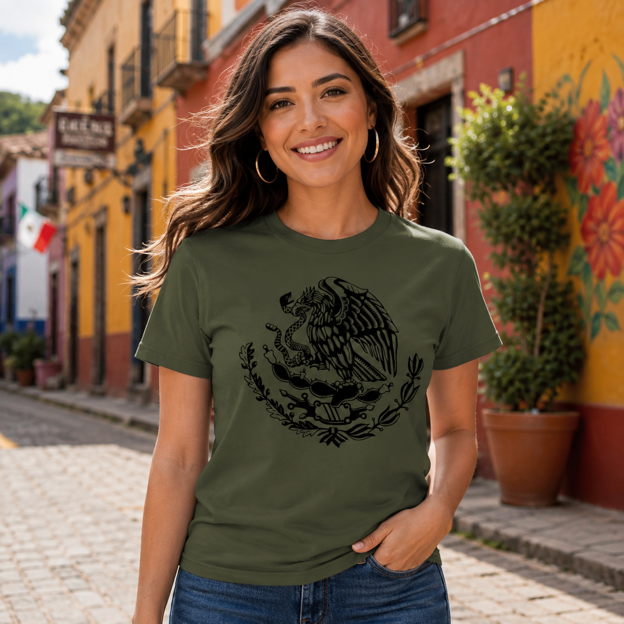 Mexico Flag Eagle T-Shirt, Plain or Custom Text – Playera de México Personalizable