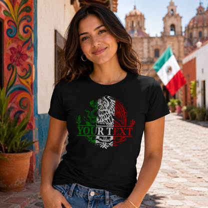 Mexico Flag Eagle T-Shirt, Plain or Custom Text – Playera de México Personalizable