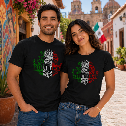 Mexico Flag Eagle T-Shirt, Plain or Custom Text – Playera de México Personalizable