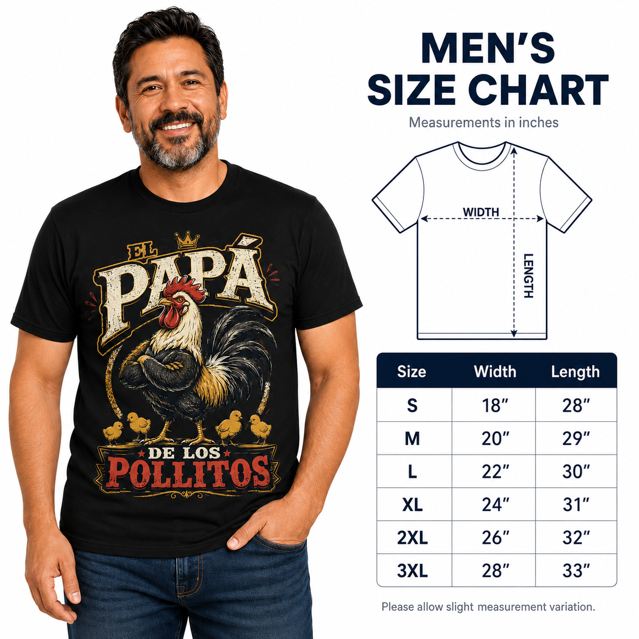 El Papá de los Pollitos T-Shirt – Funny Spanish Rooster Dad Tee
