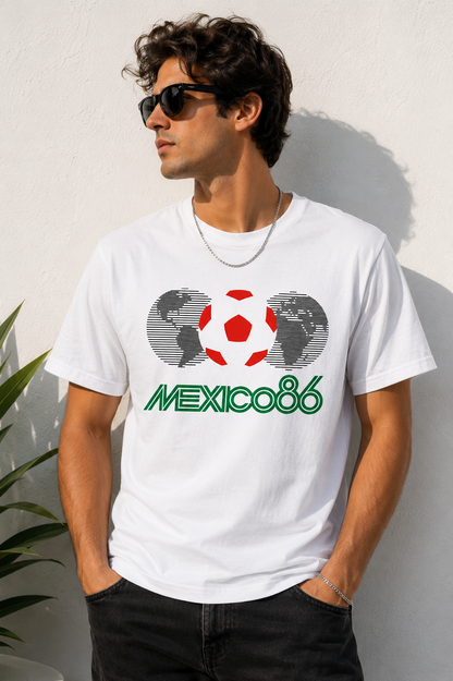 Mexico 86 Soccer Shirt Vintage Retro Futbol Tee Mexican Football Fan Graphic Unisex World Cup Style T-Shirt