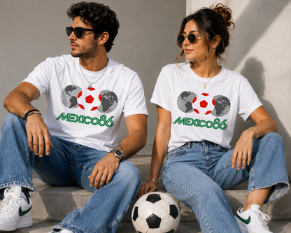Mexico 86 Soccer Shirt Vintage Retro Futbol Tee Mexican Football Fan Graphic Unisex World Cup Style T-Shirt