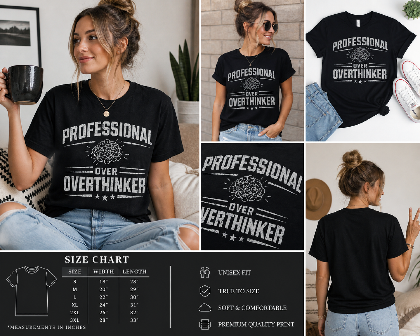 Professional Overthinker Shirt, Funny Overthinking T-Shirt, Anxiety Humor Tee, Introvert Gift, Mental Health Humor Shirt, Relatable Graphic Tee