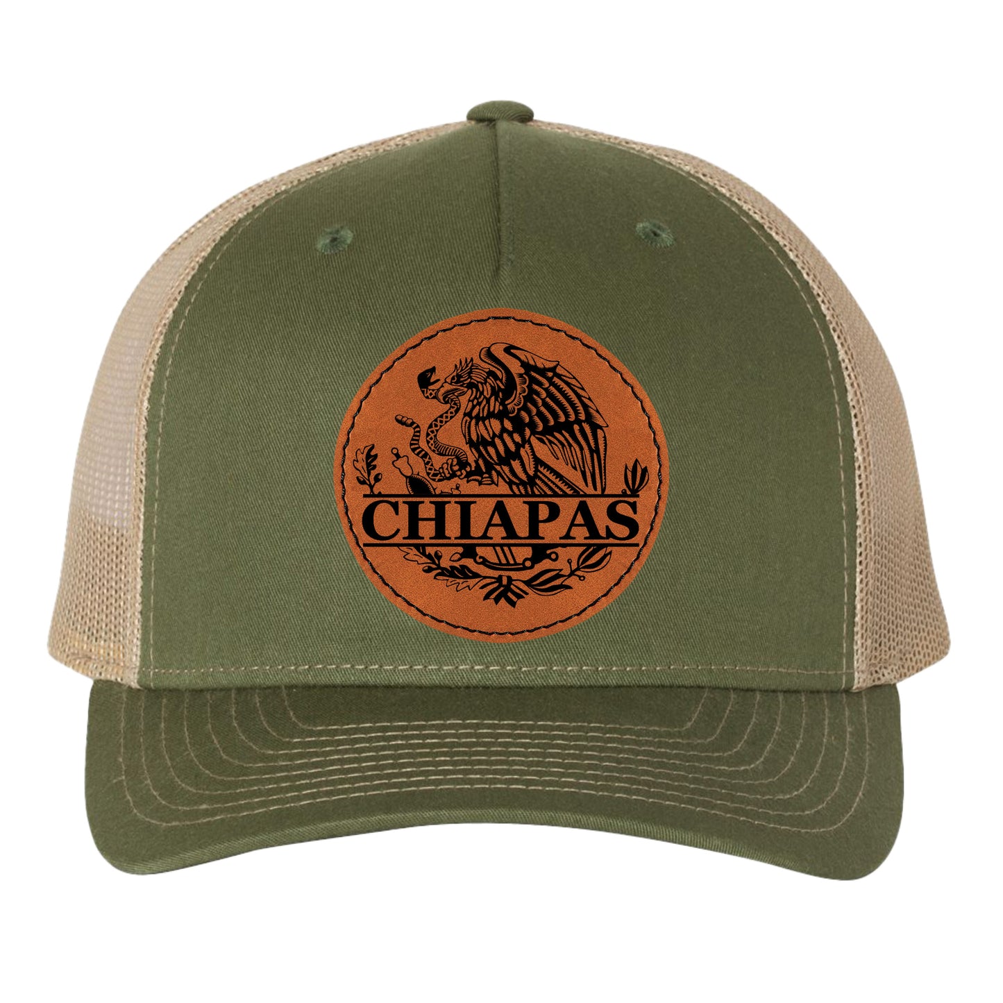 Chiapas Mexico Eagle Leather Patch Style Hat Trucker Hat Baseball Cap Mexican Hat
