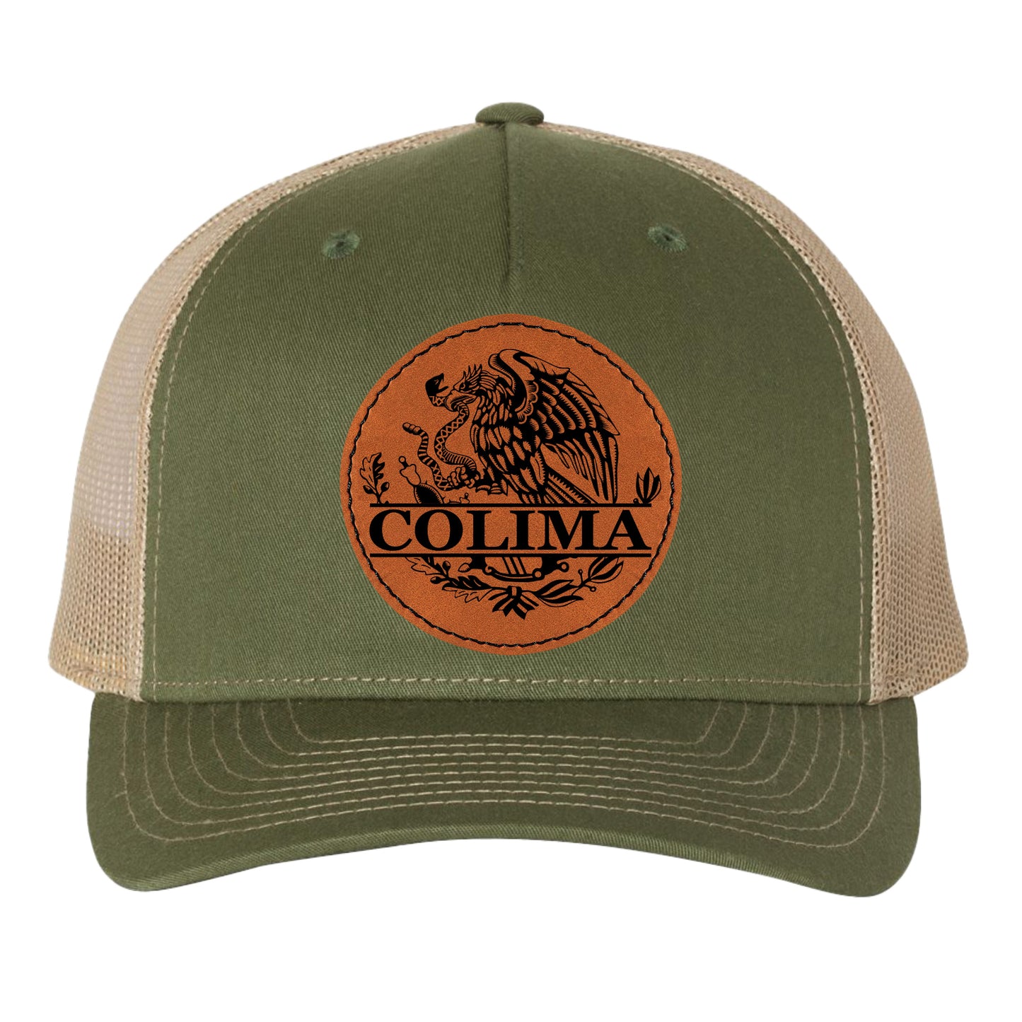 Colima Mexico Eagle Leather Patch Style Hat Trucker Hat Baseball Cap Mexican Hat