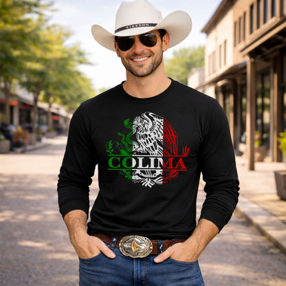 Colima Mexican Flag Eagle Long Sleeve T-Shirt