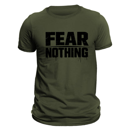 Fear Nothing Shirt, Motivational Streetwear Tee, Bold Distressed Graphic T-Shirt, Urban Grunge Shirt, Masculine Black Tee, Gym Streetwear