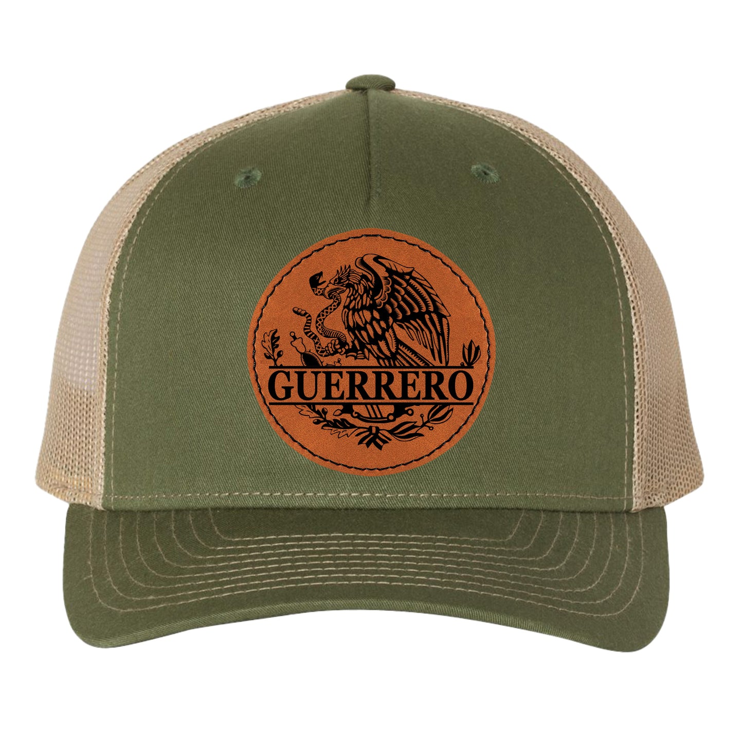 Guerrero Mexico Eagle Leather Patch Style Hat Trucker Hat Baseball Cap Mexican Hat