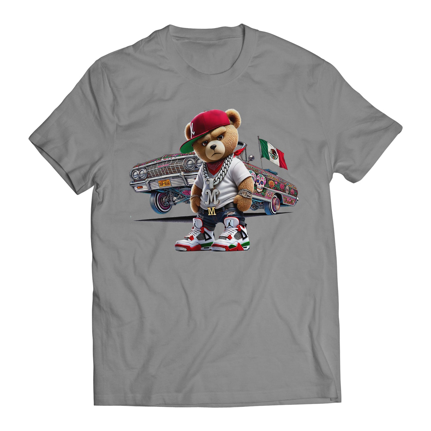 Hip Hop Bear Mexican Flag 64 Impala Inspired Cartoon Men's Graphic Trending T-Shirt